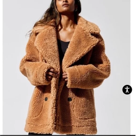 49. Carbon38 Double Breasted Teddy Coat Size M - Picture 3 of 16